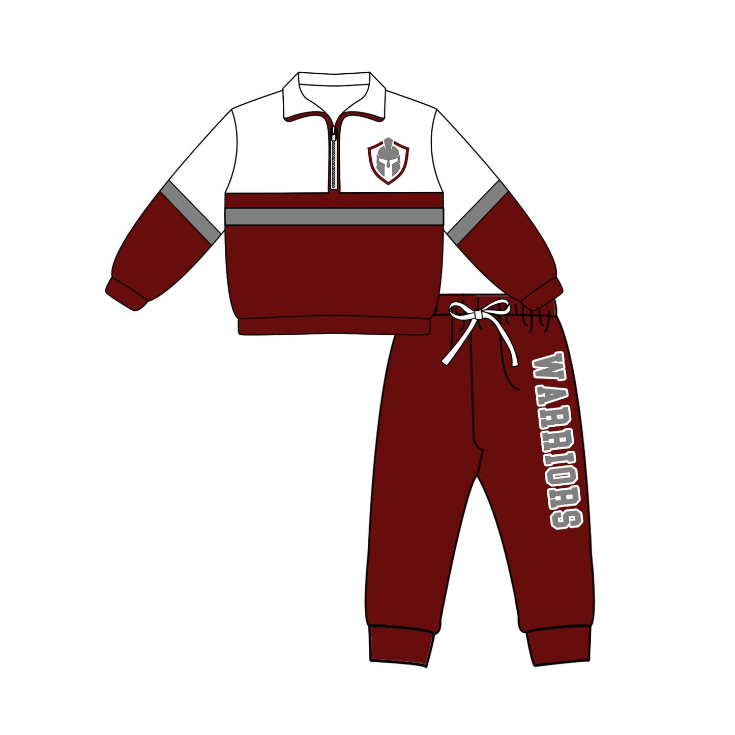 Preorder (moq 5)Baby Boys Warriors Zip Pullovers Jogger Team Clothes Set