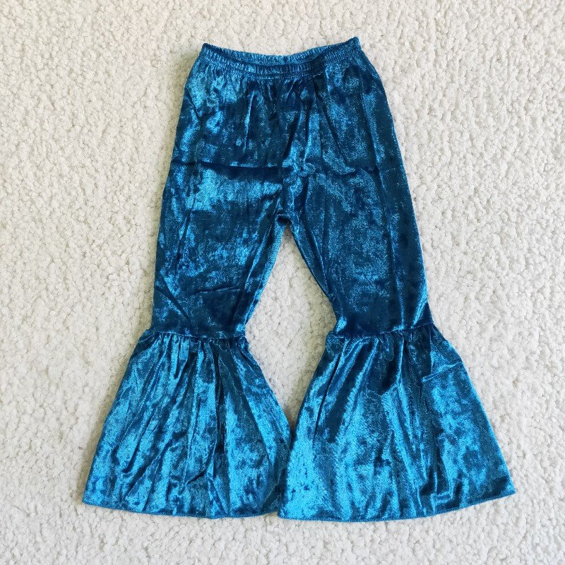 Blue Velvet Bell Pants