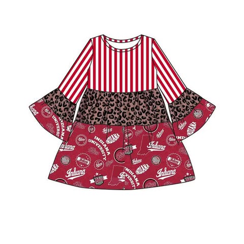 Preorder (moq 5)Baby Girls IU Team Leopard Knee Length Dresses