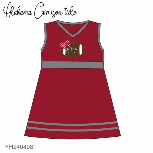 Preorder moq 5 Baby Girls Alabama Team Sleeveless Knee Length Dresses