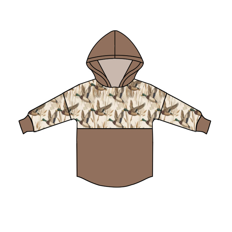 Preorder (moq 5)Baby Boys Long Sleeve Khaki Ducks Hunting Hoodies Top