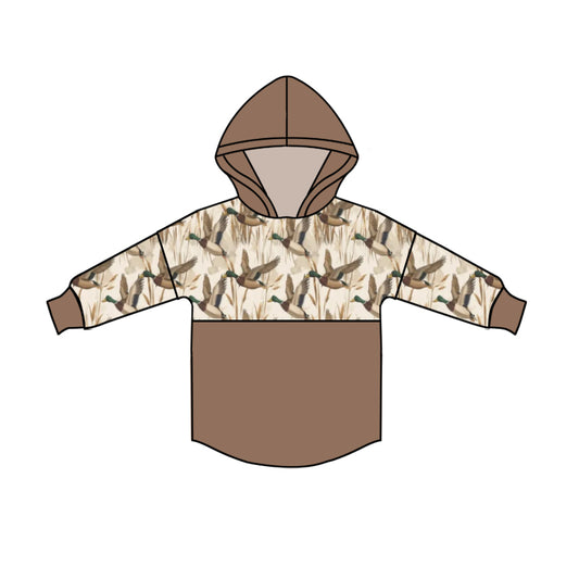 Preorder (moq 5)Baby Boys Long Sleeve Khaki Ducks Hunting Hoodies Top
