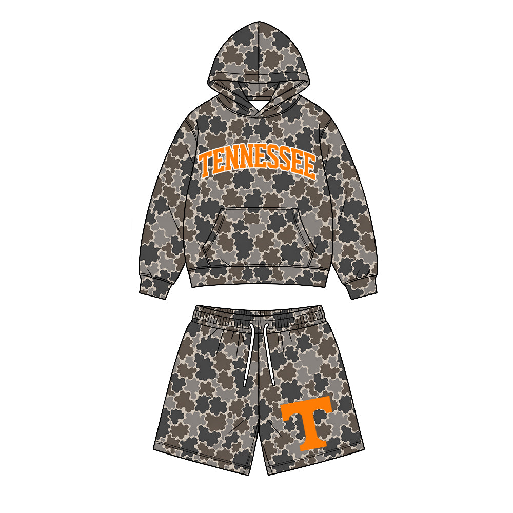 Preorder (moq 5) Baby Boys Tennessee Camo Pockets Hoodie Shorts Team Clothes Sets