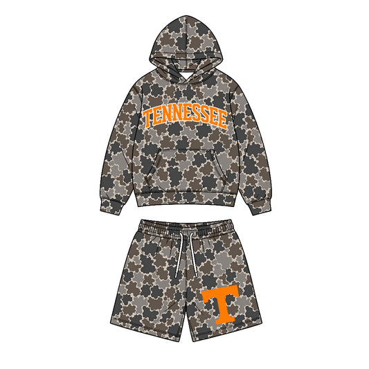 Preorder (moq 5) Baby Boys Tennessee Camo Pockets Hoodie Shorts Team Clothes Sets