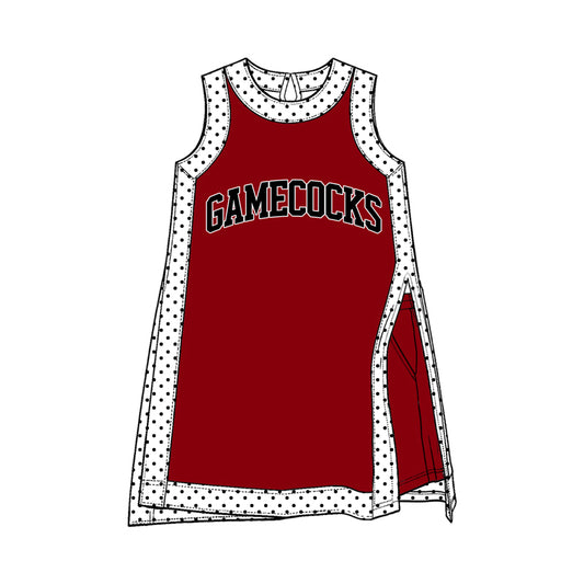 Preorder (moq 5) Baby Girls Polka Dots Gamecocks Tunic Pockets Short Team Clothes Sets