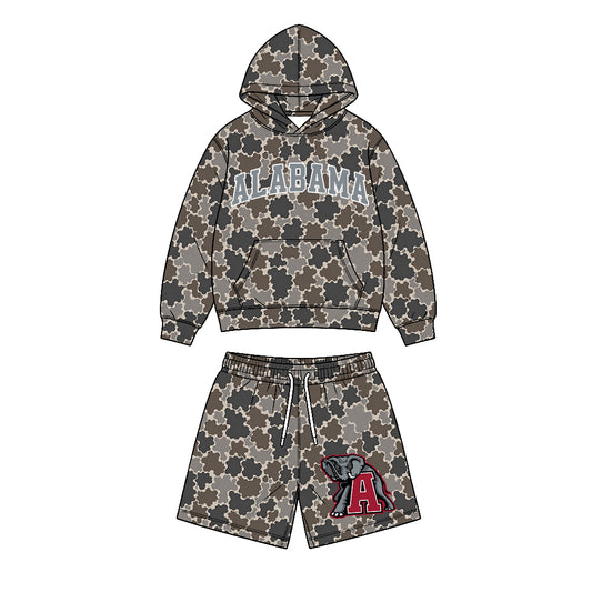 Preorder (moq 5) Baby Boys Alabama Camo Pockets Hoodie Shorts Team Clothes Sets