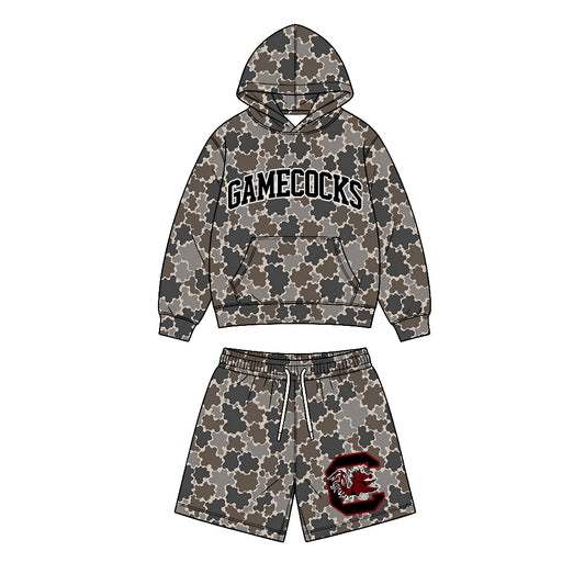 Preorder (moq 5) Baby Boys Gamecocks Camo Pockets Hoodie Shorts Team Clothes Sets