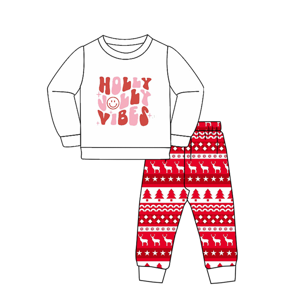 Preorder moq 5 Adult Men Long Sleeves Holly Top Res Deer Trees Stripe Pant Set