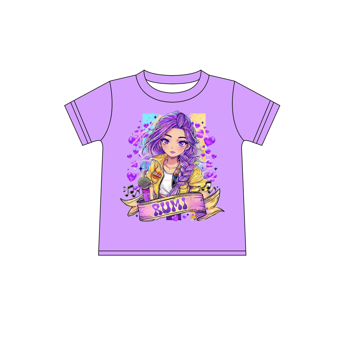 Preorder (moq 5)Baby Girls Short Sleeve Demon Hunter T-shirts Top
