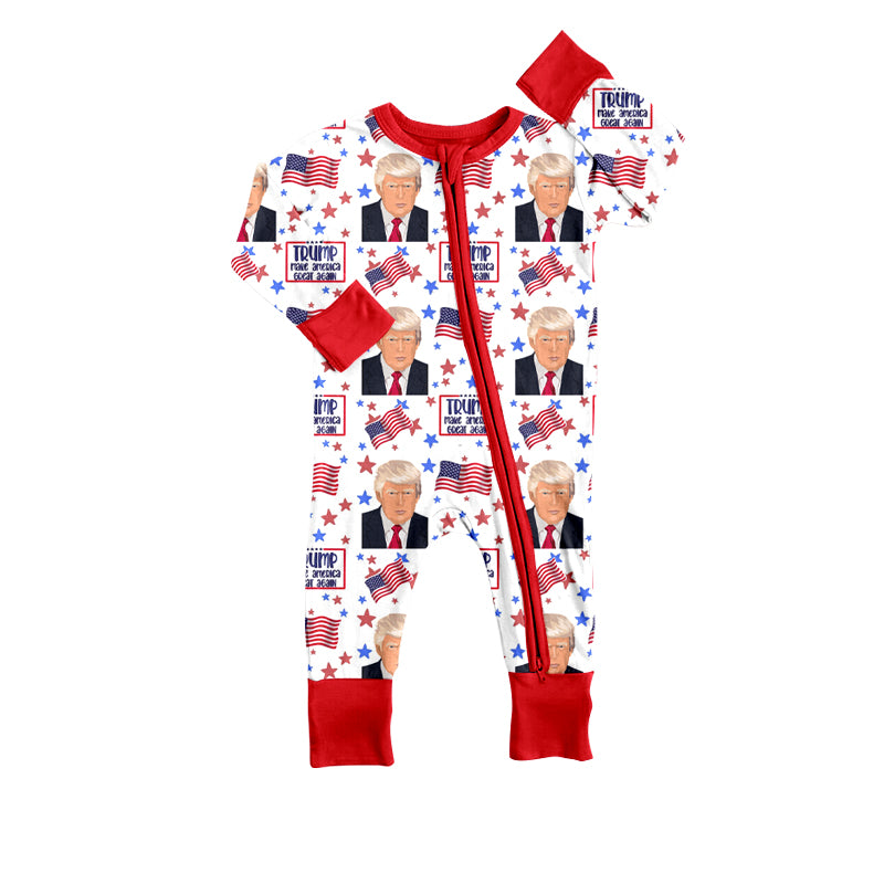 Infant Baby Boys Toddler Trump Long Sleeve Zip Rompers preorder(moq 5)