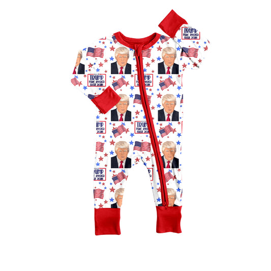 Infant Baby Boys Toddler Trump Long Sleeve Zip Rompers preorder(moq 5)