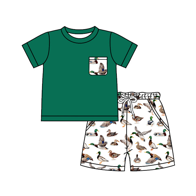 Baby Boys Ducks Pocket Shirts Top Shorts Clothes Sets Preorder(moq 5)