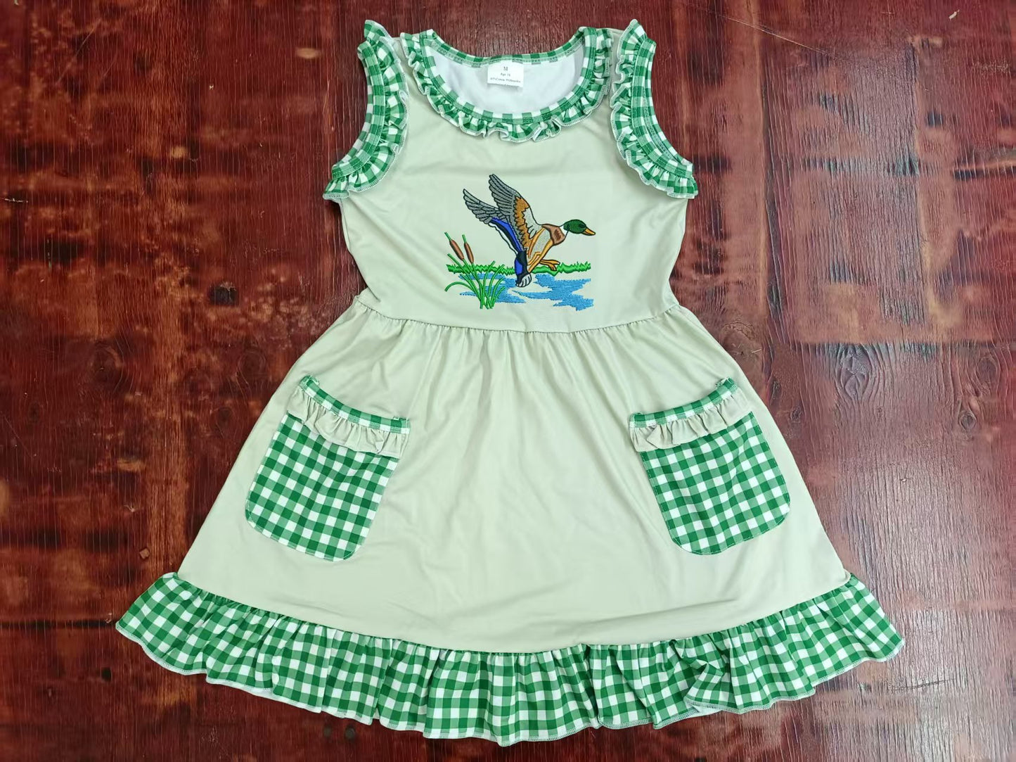 Preorder moq 5 Baby Girls Sleeveless Duck Pockets Knee Length Dress