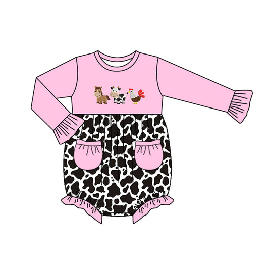 Baby Toddler Girls Farms Animals Long Sleeve Rompers preorder(moq 5)