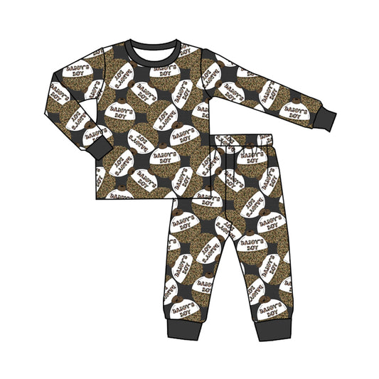Preorder (moq 5)Baby Boys Long Sleeves Daddy's Boy Camo Top Pant Pajamas Set