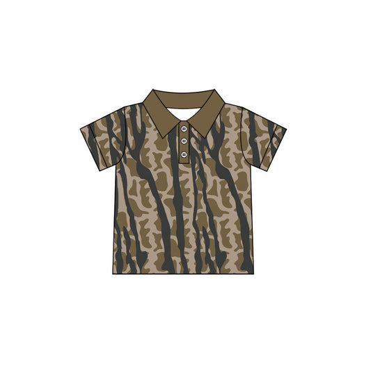Preorder (moq 5)Baby Boys Short Sleeve Southern Camo Hunting Button Polo Shirts Top