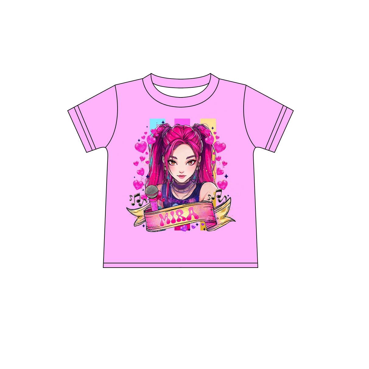 Preorder (moq 5)Baby Girls Short Sleeve Demon Hunter T-shirts Top