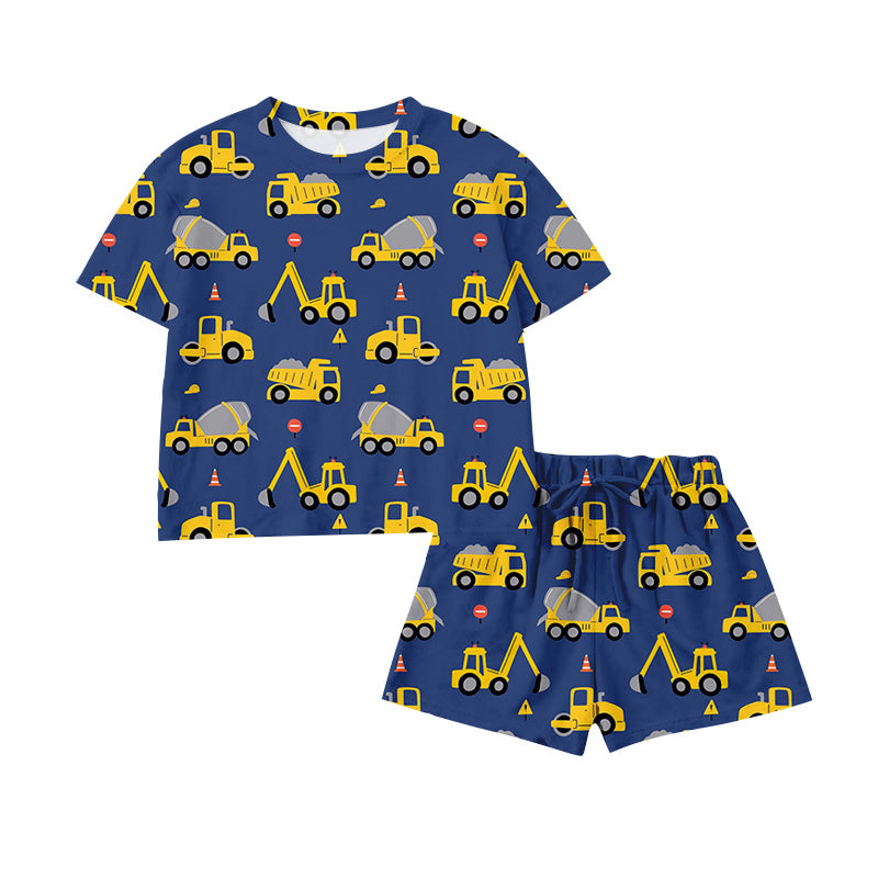 Preorder (moq 5)Baby Boys Short Sleeve Excavators Top Shorts Clothes Sets