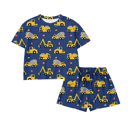 Preorder (moq 5)Baby Boys Short Sleeve Excavators Top Shorts Clothes Sets