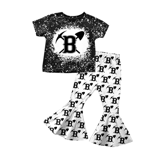 Baby Girls Black B Team Top Bell Pants Clothes Sets split order preorder Nov 25th