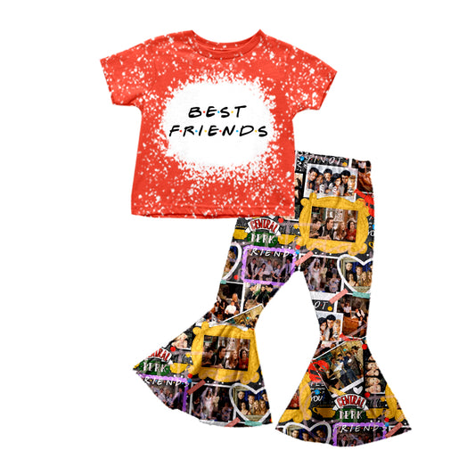 Baby Girls Best Friends Short Sleeve Shirt Bell Pants Clothes Sets Preorder(moq 5)