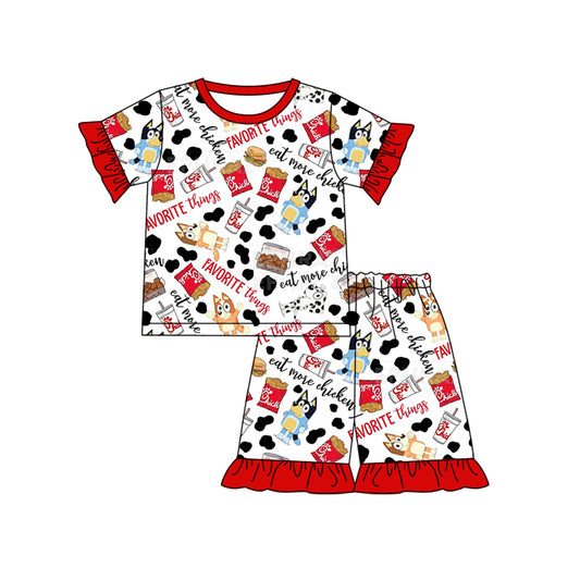 Baby Girls Dogs Friends Red Chips Shirts Shorts Pajamas Clothes Sets preorder(moq 5)