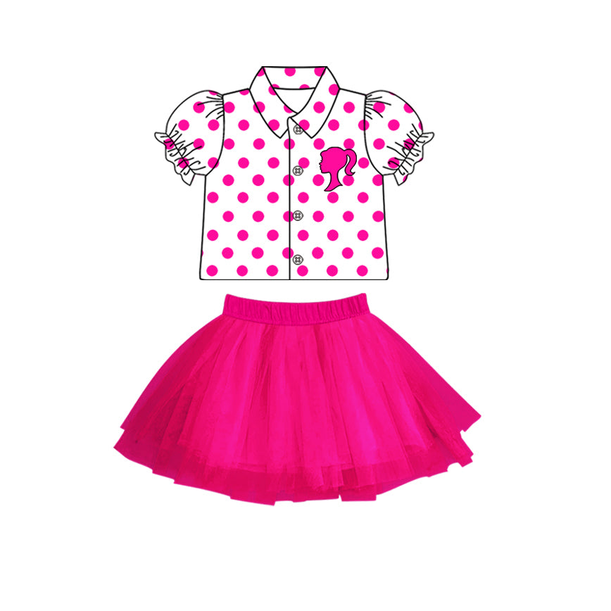 Baby Girls Cartoon Dots Doll Top Tutu Skirts Sets preorder(MOQ 5)