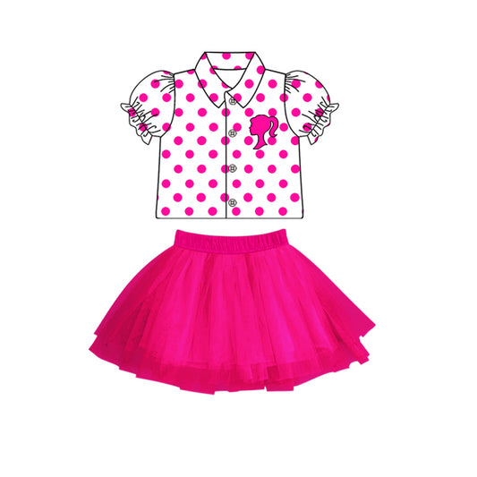 Baby Girls Cartoon Dots Doll Top Tutu Skirts Sets preorder(MOQ 5)