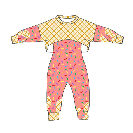 Preorder (moq 5)Baby Girls Long Sleeves Drip Shirt Top Jumpsuit 2 Piece Team Clothes Sets