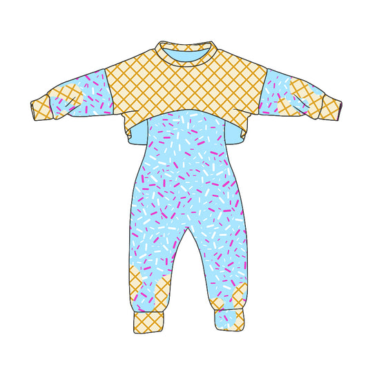 Preorder (moq 5)Baby Girls Long Sleeves Drip Shirt Top Jumpsuit 2 Piece Team Clothes Sets