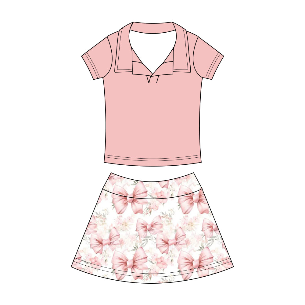 Preorder (moq 5)Baby Girls Button Pullovers Top Colorful Bows Flowers Skirt Shorts Clothes Set