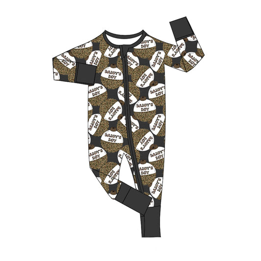 Preorder (moq 5)Baby Boys Long Sleeves Daddy's Boy Western Camo Zipper Rompers