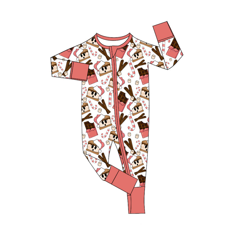 Preorder moq 5 Baby Infant Girls Pink Long Sleeves Hats Candy Cane Pie Plaid Zipper Romper