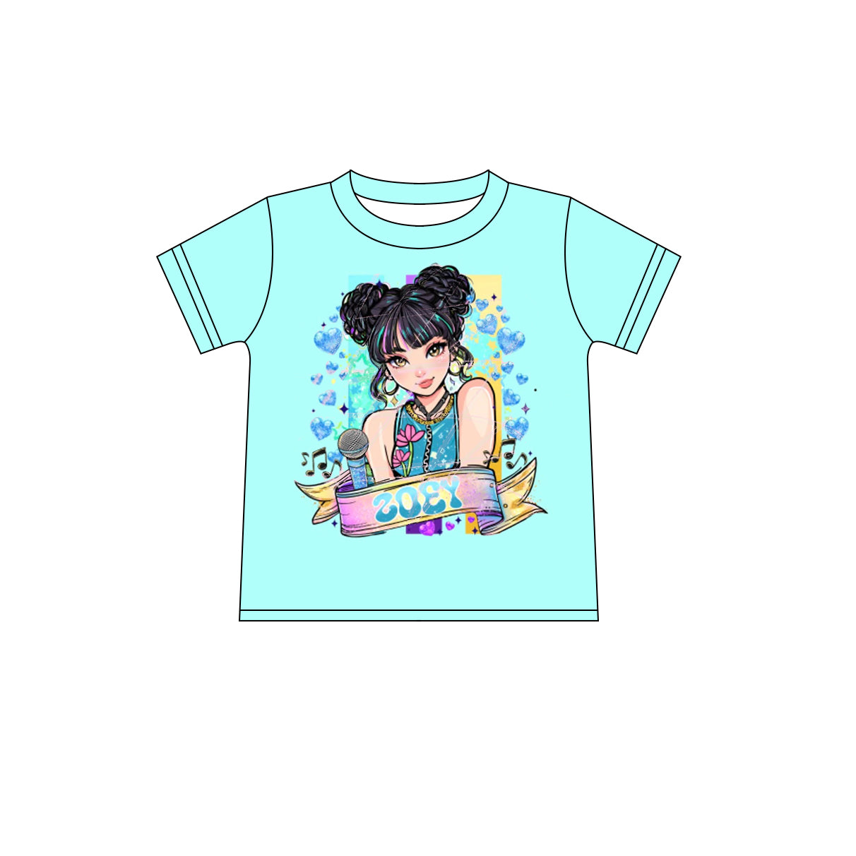 Preorder (moq 5)Baby Girls Short Sleeve Demon Hunter T-shirts Top