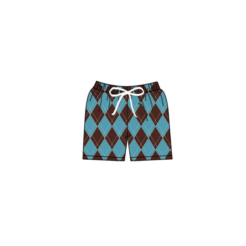 Preorder(moq 5) Baby Girls Brown Blue Checked Bows Shorts Bottom