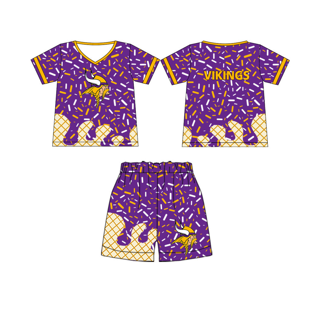 preorder(moq 5) Baby Boys Vikings Team Short Sleeve Tee Shirt Shorts Clothes Sets