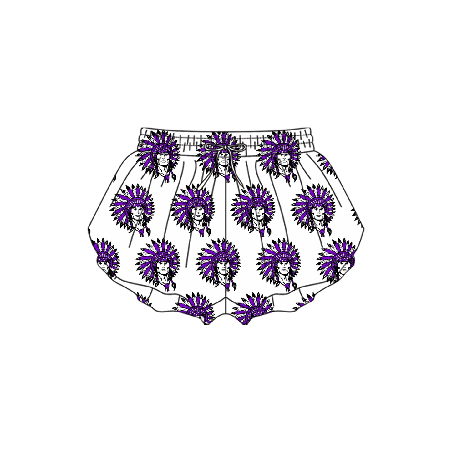 Preorder(moq 5) Baby Girls white Indians Yoga Team Ruffle Shorts