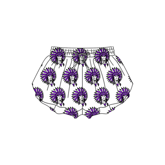 Preorder(moq 5) Baby Girls white Indians Yoga Team Ruffle Shorts