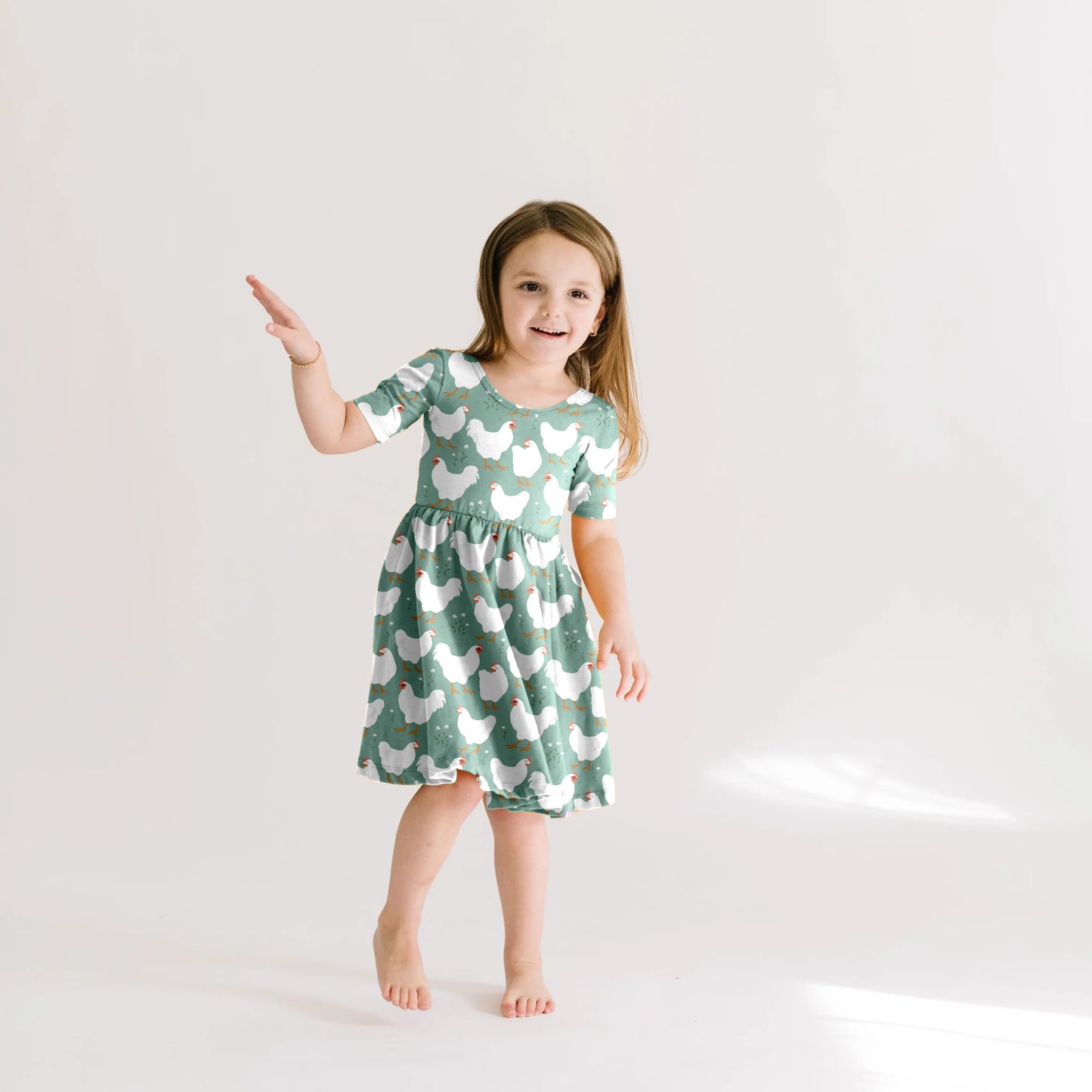 Preorder (moq 5)Baby Girls Farm Chicken Knee Length Dresses