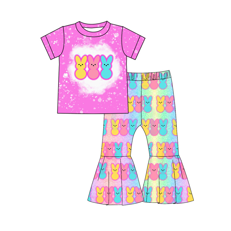 Baby Girls Easter Three Bunnies Top Bell Pants Outfits Sets preorder(MOQ 5)