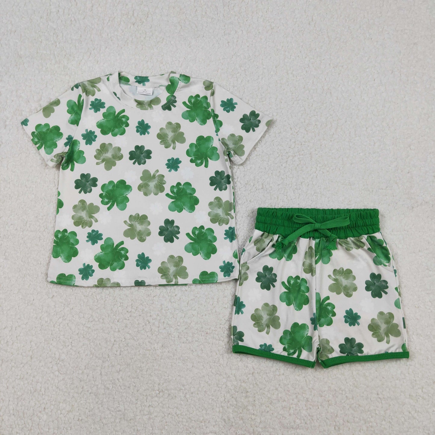 Baby Girls Green Clovers Top Pockets Shorts St Patrick Clothes Sets