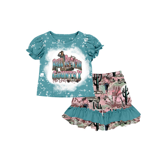 Baby Girls Country Singer Shirt Ruffle Shorts Western Clothes Sets preorder(moq 5)