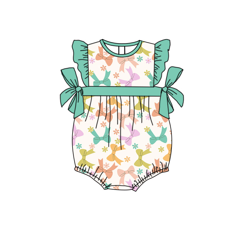 Baby Infant Girls Easter Bows Buttons Rompers preorder(moq 5)