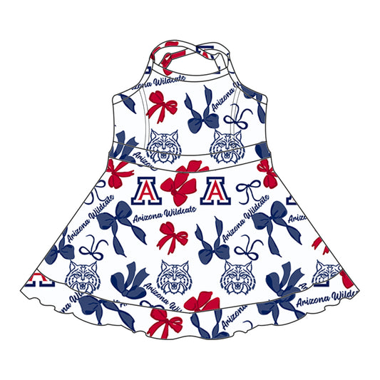 Preorder (moq 5)Baby Girls Strap AW Bows Plaid Short Ruffle Team Knee Length Dresses