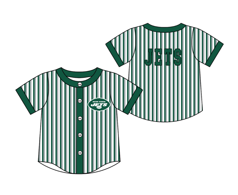 Preorder moq 5 Baby Boys Short Sleeve Jets Team Button Stripe Shirts Top