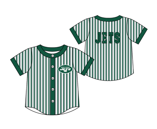 Preorder moq 5 Baby Boys Short Sleeve Jets Team Button Stripe Shirts Top