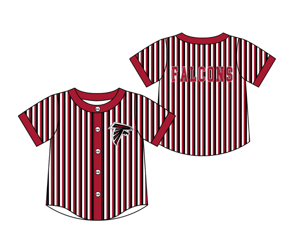 Preorder moq 5 Baby Boys Short Sleeve Falcons Team Button Stripe Shirts Top