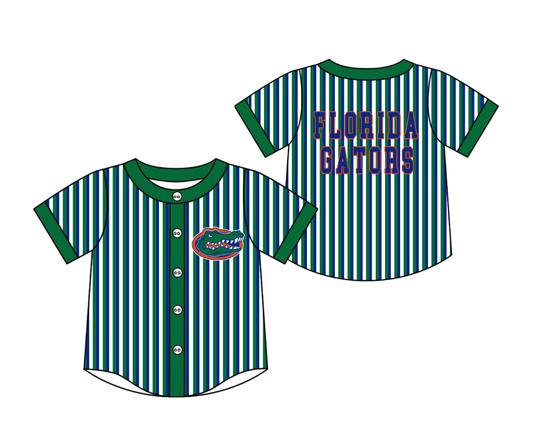 Preorder moq 5 Baby Boys Short Sleeve Florida Gators Team Button Stripe Shirts Top
