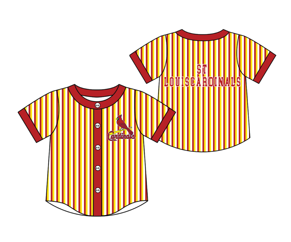 Preorder moq 5 Baby Boys Short Sleeve St Louiscardinals Team Button Stripe Shirts Top