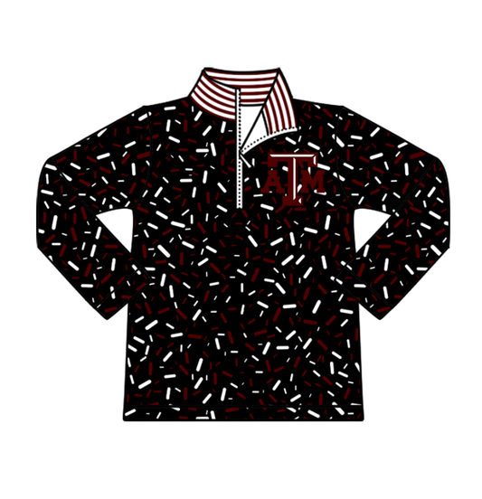 Preorder(moq 8)Baby Boys Black Sprinkles Zipper ATM Team Pullovers Top